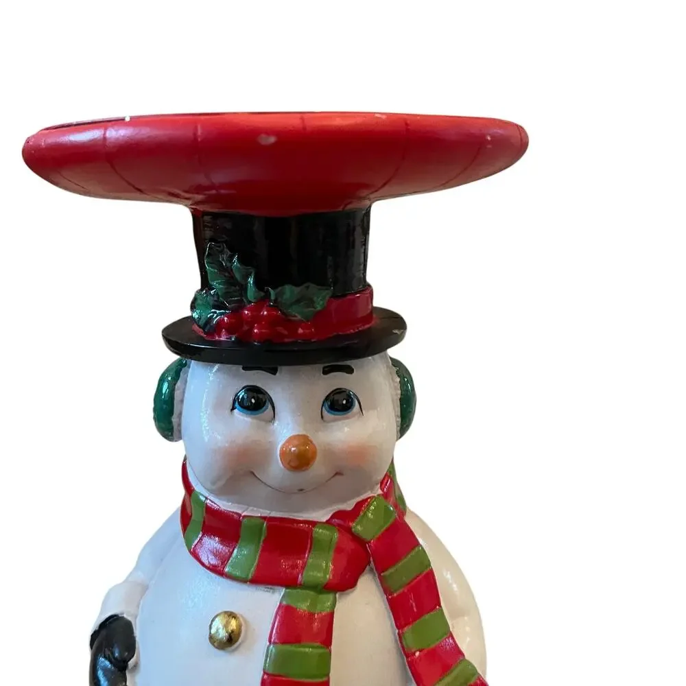 Martha Stewart Christmas Candle Holders 8.5in Santa & Snowman Holiday Decor New